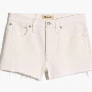 Madewell White Denim Shorts Womens 29 Relaxed Fit Raw Hem Button Fly 3" Inseam